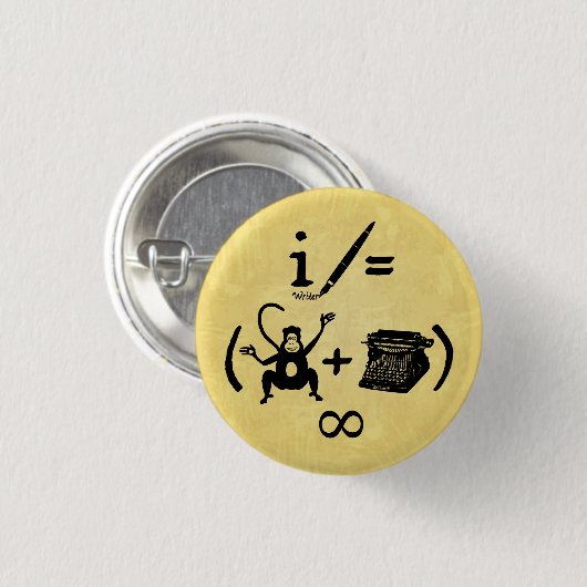 Funny Writer Monkey Schreibmaschine Equation Button (Vorne & Hinten)