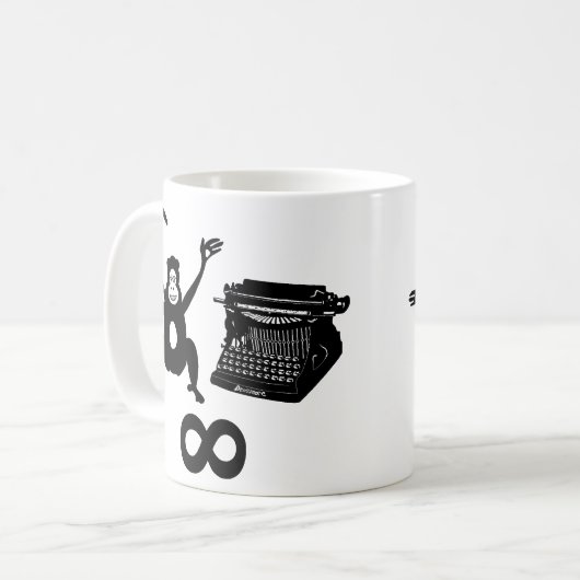 Funny Writer Monkey Schreibmaschine Infinity Kaffeetasse (Vorderseite Links)