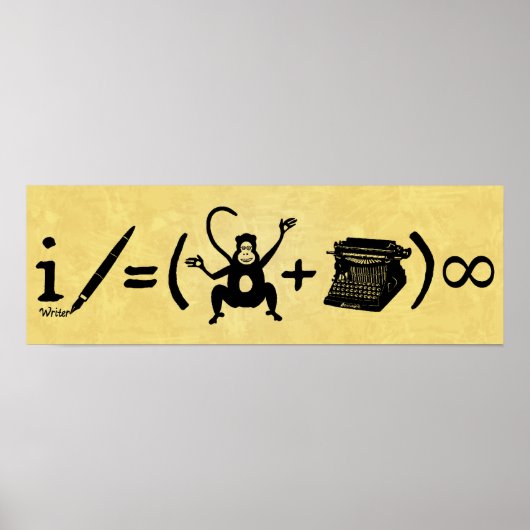 Funny Writer Monkey Schreibwriter Equation Poster (Vorne)