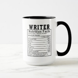 Funny Writer Nutrition Facts Staff Worker Gift Tasse