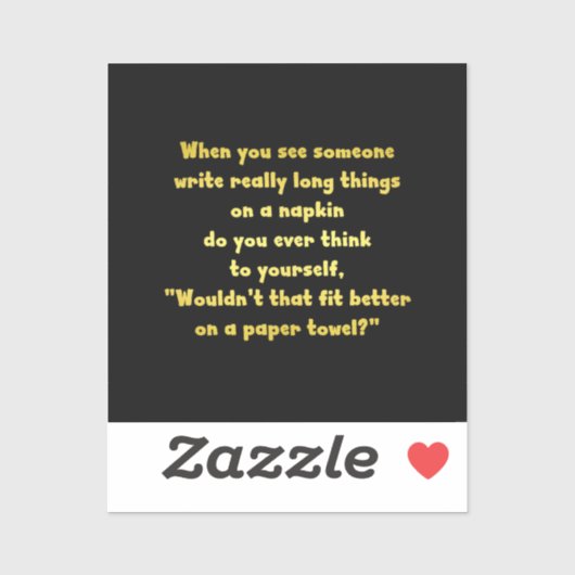 Funny Writing on a Napkin Joke Aufkleber (Blatt)