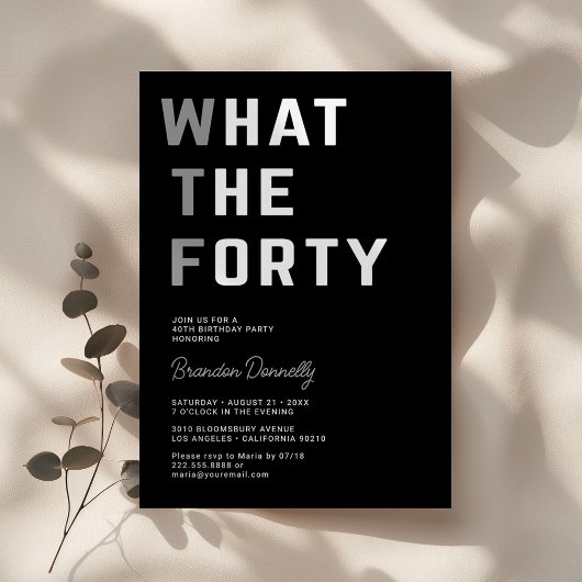 Funny WTF Adult 40. Geburtstag Party Einladung