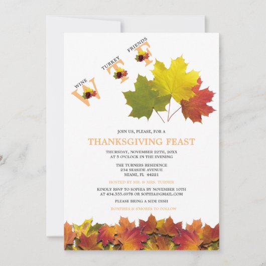 Funny WTF Herbstlaubs Rose Erntedank Fest Einladung (Vorderseite)