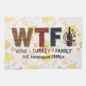 Funny WTF Wine Turkey Family Thanksgiving Geschirrtuch (Horizontal)