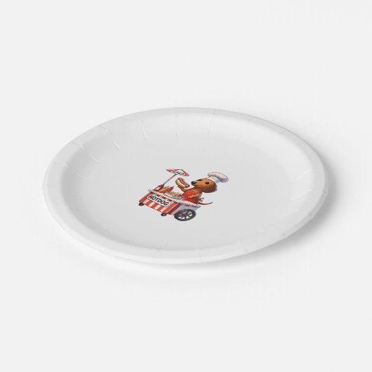 Funny Würstchen Dackel Dog Sausage Hotdog Sandwich Pappteller (Schrägansicht)