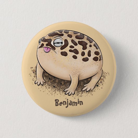 Funny Wüste Regenfrosch Cartoon Illustration Button (Vorderseite)