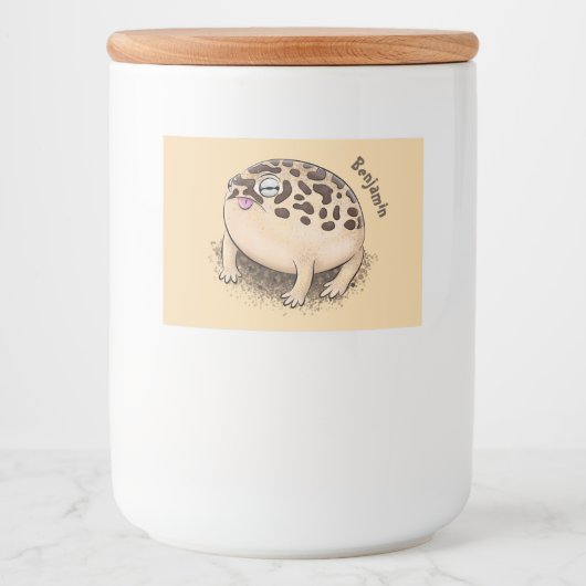 Funny Wüste Regenfrosch Cartoon Illustration Lebensmitteletikett (Vorderseite)