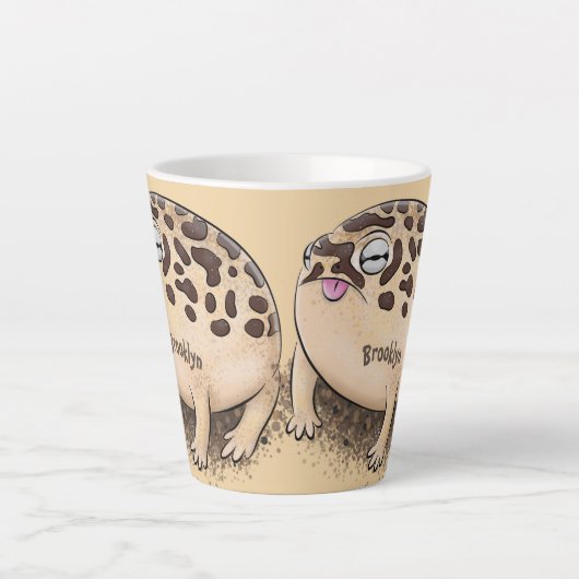 Funny Wüste Regenfrosch Cartoon Illustration Milchtasse (Vorderseite)