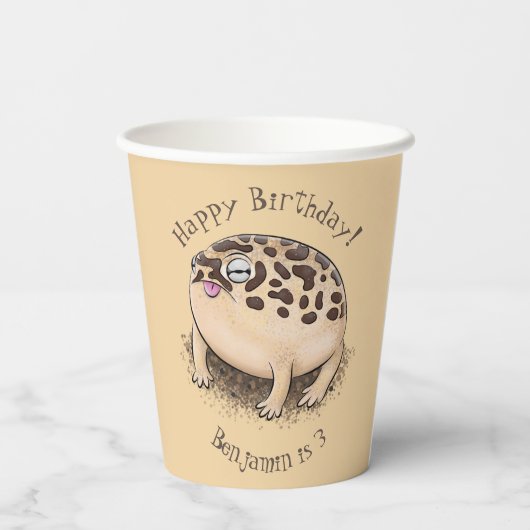 Funny Wüste Regenfrosch Cartoon Illustration Pappbecher (Rückseite)