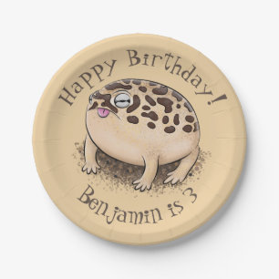 Funny Wüste Regenfrosch Cartoon Illustration Pappteller