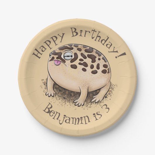 Funny Wüste Regenfrosch Cartoon Illustration Pappteller (Vorderseite)