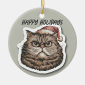 Funny wütend Cat Weihnachtsfeiertag Keramik Ornament (Vorne)
