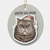 Funny wütend Cat Weihnachtsfeiertag Keramik Ornament (Links)