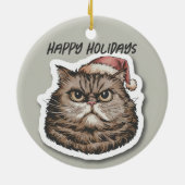 Funny wütend Cat Weihnachtsfeiertag Keramik Ornament (Hinten)
