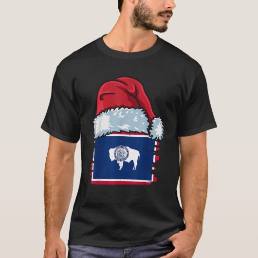 Funny Wyoming feiert Weihnachten mit WeihnachtsHat T-Shirt (Vorderseite)