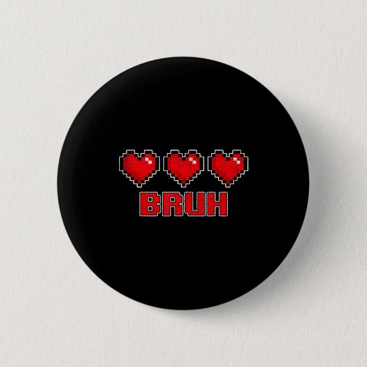 Funny Xel Hearts Gamer Bruh, Valentines Video Game Button (Vorderseite)