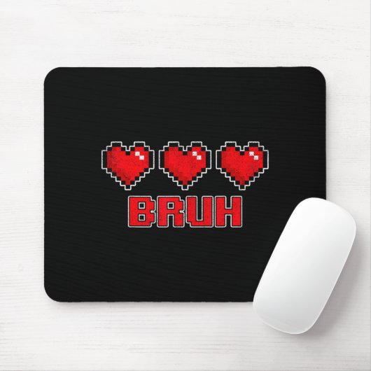 Funny Xel Hearts Gamer Bruh, Valentines Video Game Mousepad (Mit Mouse)