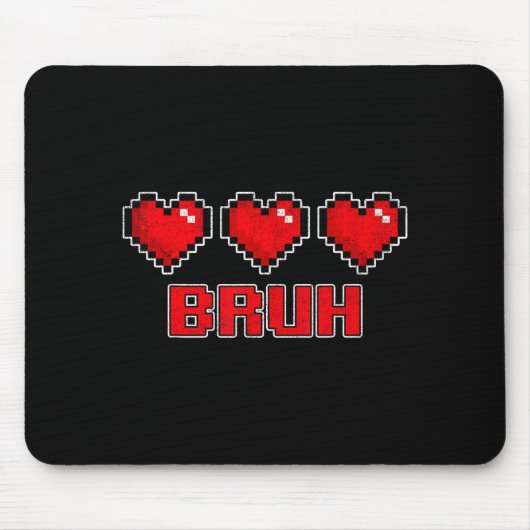 Funny Xel Hearts Gamer Bruh, Valentines Video Game Mousepad (Vorne)