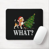 Funny Xmas Beagle Pushing Christmas Tree Over Dog  Mousepad (Mit Mouse)