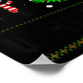 Funny Xmas Black Cat Pushing Christmas Tree Over C Poster (Ecke)