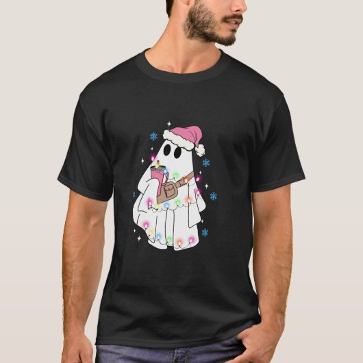 Funny Xmas Boo Jee Ghost Weihnachtsleuchten Long S T-Shirt (Vorderseite)
