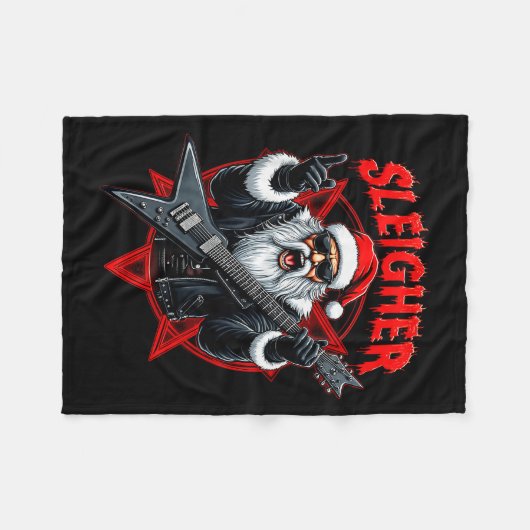 Funny Xmas Christmas Guitar Santa Sleigher Heavy M Fleecedecke (Vorderseite (Horizontal))