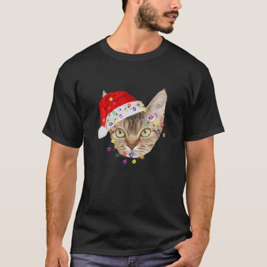Funny Xmas Devon Rex Weihnachtslicht Adventure Fac T-Shirt (Vorderseite)