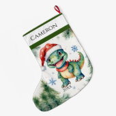 Funny Xmas Dinosaur Großer Weihnachtsstrumpf (Rückseite (Hängend))