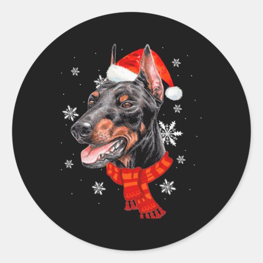 Funny Xmas Doberman Santa Dog Liebe Weihnachten Xm Runder Aufkleber (Vorderseite)