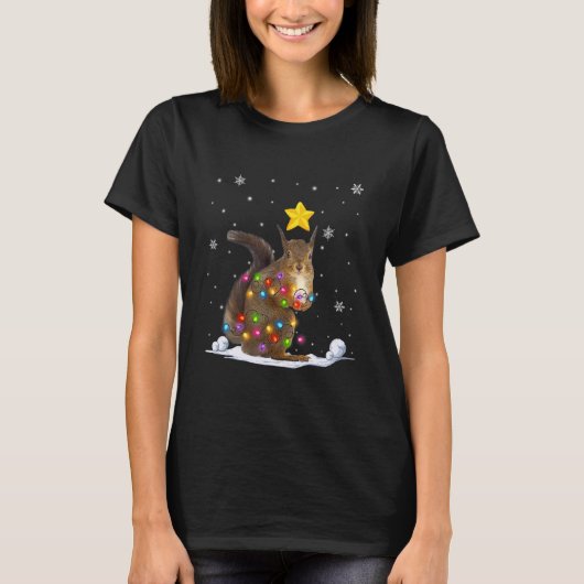 Funny Xmas Eichhörnchen Tiere Lover Christmas Tree T-Shirt (Vorderseite)