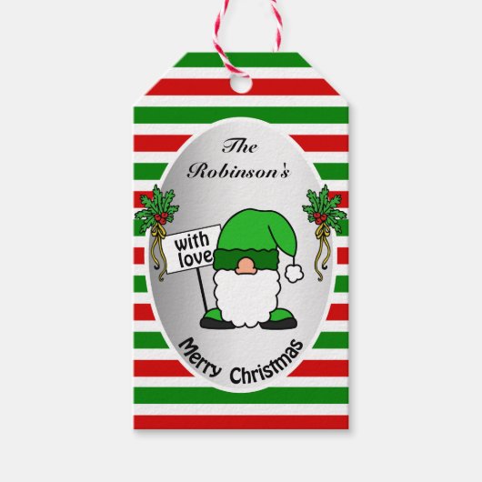 Funny Xmas Gnome Tratitional Cfarbig Personalisier Geschenkanhänger (Vorderseite)