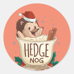 Funny Xmas Hedge Nog Igel Weihnachten Runder Aufkleber