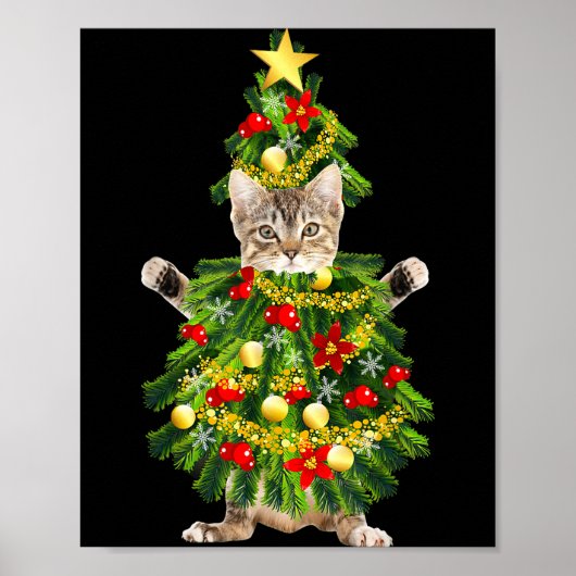 Funny Xmas Holiday Cat Christmas Tree For Cat Kitt Poster (Vorne)