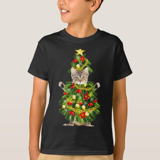 Funny Xmas Holiday Cat Christmas Tree For Cat Kitt T-Shirt (Vorderseite)