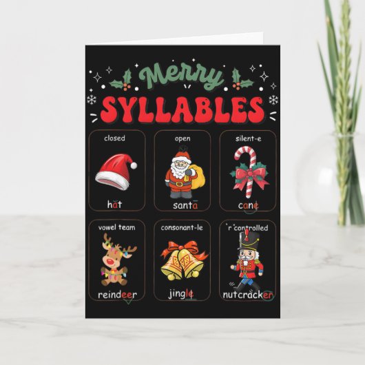 Funny Xmas Holiday Christmas Syllables Reading Tea Karte (Vorderseite)