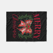 Funny Xmas Holiday Coquette Bow Frohe Weihnachten Fleecedecke (Vorderseite (Horizontal))