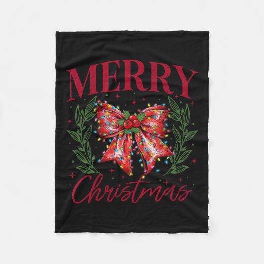 Funny Xmas Holiday Coquette Bow Frohe Weihnachten Fleecedecke (Vorderseite)