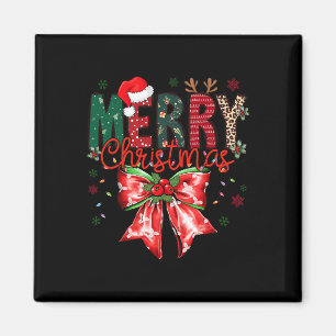 Funny Xmas Holiday Coquette Bow Frohe Weihnachten  Magnet