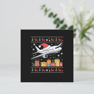 Funny Xmas Leuchtturm Santa Ugly Flugzeug Einladung
