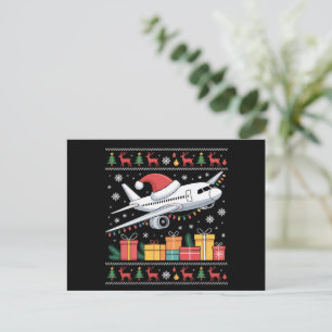 Funny Xmas Leuchtturm Santa Ugly Flugzeug Feiertagspostkarte