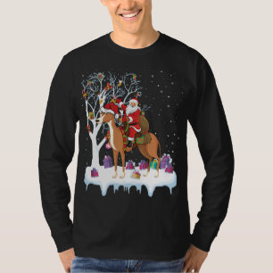 Funny Xmas Leuchtturm Tree Santa Riding Greyhound T-Shirt