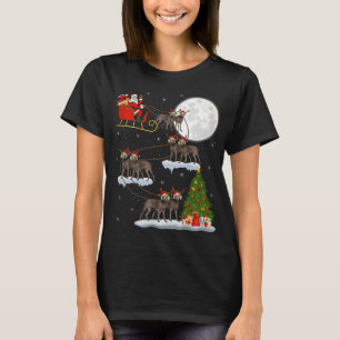 Funny Xmas Leuchtturm Tree Santa Riding Weimaraner T-Shirt