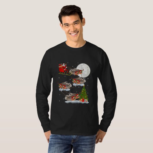 Funny Xmas Licht Tree Santa Riding Cichlid T-Shirt (Vorne ganz)