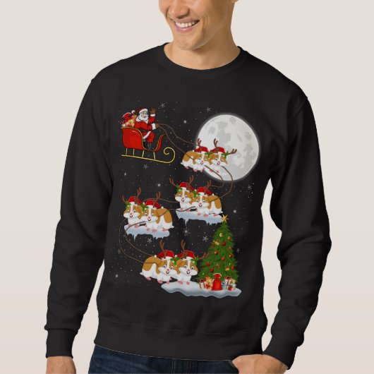 Funny Xmas Licht Tree Santa Riding Hamster Chri Sweatshirt (Vorderseite)
