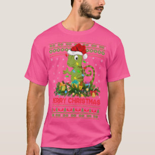 Funny Xmas Licht Tree Santa Ugly Chameleon Chri T-Shirt