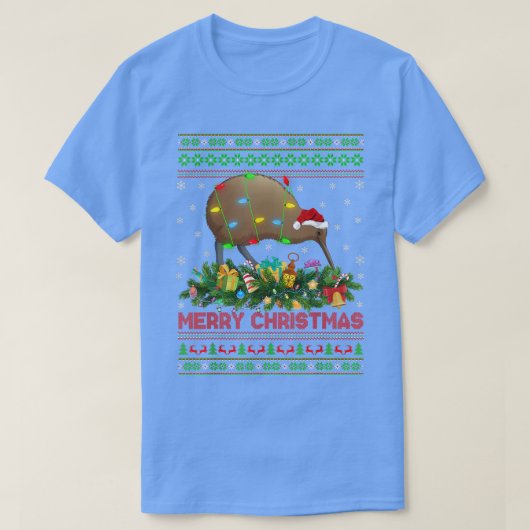 Funny Xmas Licht Tree Santa Ugly Kiwi Bird Chri T-Shirt (Design vorne)