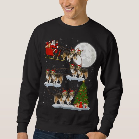 Funny Xmas Licht Tree Sheltie Kirche von Mario Bot Sweatshirt (Vorderseite)