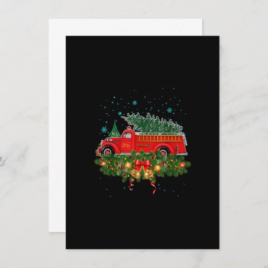 Funny Xmas Lichter Tree Santa Ugly Fire Truck Chr Einladung (Vorne/Hinten)