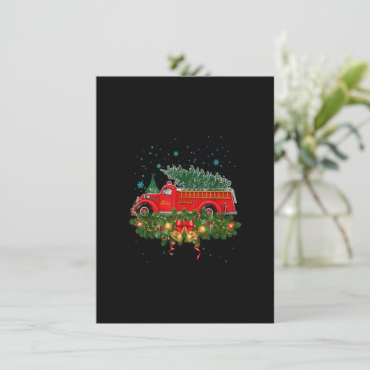 Funny Xmas Lichter Tree Santa Ugly Fire Truck Chr Einladung (Stehend Vorderseite)