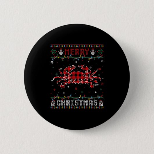 Funny Xmas Lighting Crab Liebhaber Ugly Christmas Button (Vorderseite)
